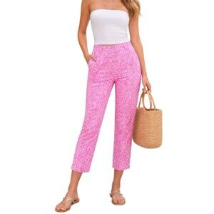 Lilly Pulitzer Pink Fish Print Capris Size 8 Palm Beach Fit 33x24 Crop Pants
B